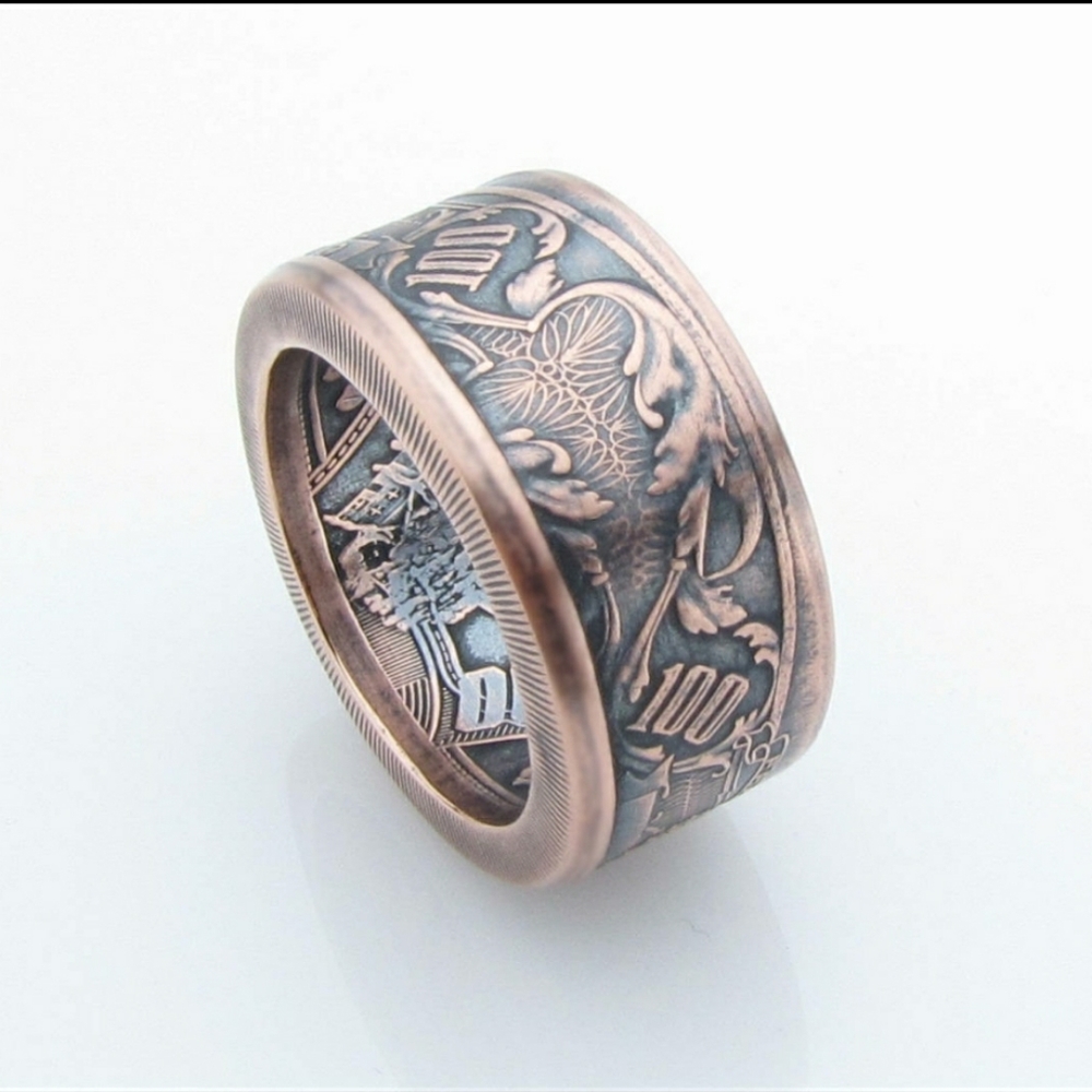Handmade Ring - 100 dollar bank note coin - size11